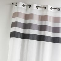Voilage à rayures horizontales en étamine Gris clair 140x260 cm