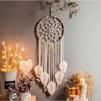 Attrape-rêves tissé macramé 90x25 cm – Décoration bohème artisanale – Plumes douces pour sommeil apaisant – Cadeau créatif