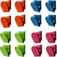 16 Pieces Multi Colour Magnetic Metal Clips, Refrigerator Whiteboard Wall Magnetic Memo Note Clip