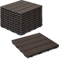 TolleTour 88pcs WPC Terrassenfliesen mit Drainage und Klicksystem für Garten Balkon Bodenbelag 30x30cm Dunkelbraun