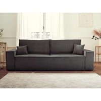 Dellia – 3-sitzer sofa mit schlaffunktion – mit bettkasten – aus cord – zeitgenössischer stil - dunkelgrau
