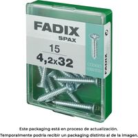 Schachtel mit 15 Stück selbstschneidenden Blechschrauben mit flachem Zinkkopf 4,2 x 32 mm Fadix