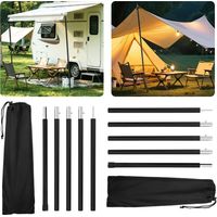 Wolketon Tettuccio per tenda da esterno riutilizzabile in alluminio 2 m Argento, 2 pezzi con borsa per il trasporto, per campeggio Nero