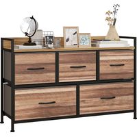 Commode Meuble de Rangement 5 tiroirs en Tissu 98 x 29 x 63 cm structure en acier noir