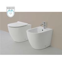 Vaso WC Rimless e Bidet a Terra Filo Muro Linea Q Tondo senza Brida - Formato: Bidet