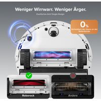 Roborock Q10 S5+ Saugroboter mit Wischfunktion, 10.000 Pa HyperForce Saugkraft, Dual Anti-Tangle System, Auto Lifting Mopping, Ideal für Tierhaare, Teppiche, Hartböden Weiß