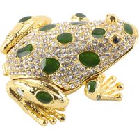 Boîte à bijoux grenouille en strass, figurine grenouille peinte et plaquée or, boîte de rangement pour bijoux, objet décoratif.