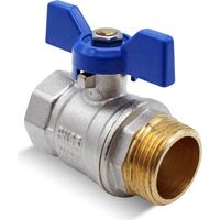 Ball Valves with Wing - 3/4" - Blue - Butterfly Handle Brass Ball Valve PN-25 M-H, Fittings for Toilet Water Pipes Plumbing Hoses High Pressure Shut Off Valve