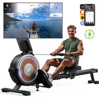 MERACH Rowing Machine for Home Gym, Eco-Magnetic Rower with 16 Levels of Quiet Resistance, Dual Slide Rails, App Compatible, MAX 160kg/350lbs