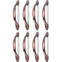 8 pcs Vintage Poignées de Porte de Meubles, Poignées d’Armoire Vintage en Forme d’Arc Poignée Tirer Meubles (Entraxe des trous 96 mm, bronze rouge)