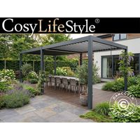 Pérgola cenador de jardín bioclimático San Pablo Steel+, 4x5,8m, Negro - Dancover