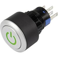 TRU COMPONENTS 1303030 LAS1-AWY-11T/G/12V/P Pulsante 250 V/AC 3 A 1x Off / (On) Momentaneo Verde IP65 1 pz.