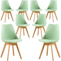 8 Chaises Tulipes Salle Ă Manger Scandinaves Bm Home Salle de Bureau, Pieds en Bois de HĂŞtre Massif, Couleur VERTE