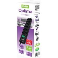 Ever OPTIMA surge protector 1.5 m (6 x UTE 10 A black) (T/LZ08-OPT015/0000)