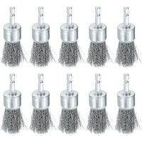 10 Pcs Fil Brosse pour Perceuse 1" Dia. Abrasif Fil Roue 1/4" Hex Tige Carbone Acier Tasse Brosse Grossier Ondulé Perceuse Accessoire pour Nettoyage Rouille Peinture Abrasif