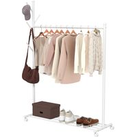 Burro para Ropa con 5 Ganchos, Barra Colgar y Balda Inferior 120x43x171 cm Blanco