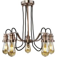 Searchlight Oliva - Lustre à 5 ampoules noir, fini chromé, E27