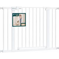 VOUNOT® Barrera de Seguridad Extensible 103-110cm Puerta Seguridad Escalera Pasillo para Perros Mascotas Valla Metálica a Presión sin Taladro Blanco