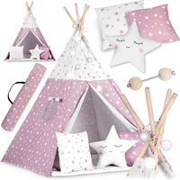 Tienda tipi para niños con luces Nukido - rosa con estrellas