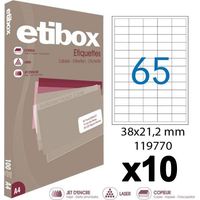 10 boîtes de 6500 étiquettes - Format 38x21,2mm - Etibox - Apli 119770