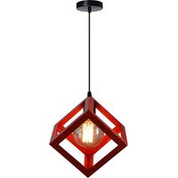 Pendant Lamp Industrial Metal Square Chandelier Lamp Retro Indoor Lighting Decoration for Cafe Hotel Hallway Basement Red