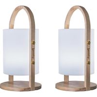 Lot de 2 Lanternes sans fil LED WOODY Bois Bois H37CM