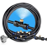 Système de Brumisation de Brouillard. Brumisateur Terrasse Exterieur pour Jardin avec 25mm Adaptateur. brumisateur eau Refroidissement pour Patio (Color : Black. Size : 15m)