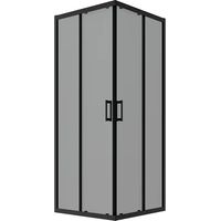 Cabine de douche coulissante 70x100 cm Profilés Aluminium Noir Mat Verre fumé 6mm h190 - Réversible Mod. Java