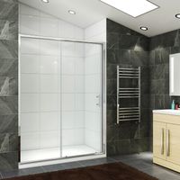 ELEGANT 1700 x 700mm Sliding Shower Enclosure 6mm Safety Glass Screen Door Cubicle with Tray + Waste