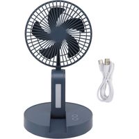 Desktop Folding Fan 3 Speeds USB Rechargeable Punch Free Electric Desktop Oscillating Fan for Home Office Blue