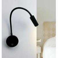 Lámpara de lectura LED de 3 W para mesita de noche, flexible, con forma de cisne (negra), luz de pared con interruptor, luz blanca cálida de 3000 K, moderna, 3076 cm
