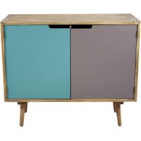 Holzschrank mit 2 farbigen Türen und 4 Regalen im Cutter