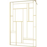 Marwell Walk In Dusche Gallery 120x195 cm - Duschwand aus 5mm Einscheibensicherheitsglas - Duschabtrennung mit goldenen Siebdruck und hochwertigen Aluminiumwandprofil