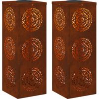 vidaXL Solar LED Pathway Light 2 pcs Rusty Weathering Steel