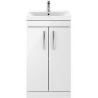 Nuie Athena Gloss White 500mm 2 Door Vanity Unit and Curved Ceramic Basin - ATH006G