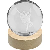 Linea Due Elle Lumetto a Sfera Ballerina con Base in Legno D 6 cm H 8 Cm Bomboniera – Lampada Decorativa Elegante