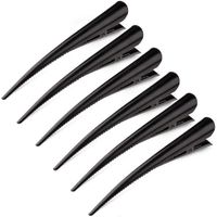 Große, lange Alligator-Haarspangen für professionelles Styling, 12,7 cm lange, rostfreie, langlebige und rutschfeste Metallspangen mit Entenschnabelform (6er-Pack), Schwarz