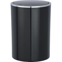 WENKO Schwingdeckeleimer Inca Black, hochwertiger Kunststoff, 5 Liter, Schwarz, Kunststoff (ABS) schwarz chrom