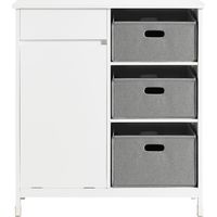 Mueble para Ropa Sucia Armario Multifuncional para Baño con 1 Cesto y 1 Cajón 3 Cestos Separados 80 x 38 x 91cm Blanco BZR77-W SoBuy ES
