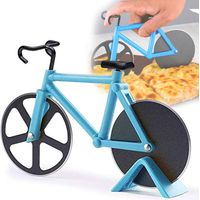 2pcs Coupe-pizza, Anti-adhésif en Acier Inoxydable Roulette à Pizza Vélo, Décoration Idéale et Cadeau, 19 cm, Bleu Foncé
