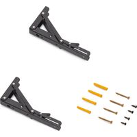 Emuca Jeu de Supports de pliage, longueur 203mm, Acier, Peint en noir