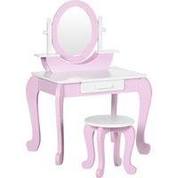 Set Toeletta Trucco per Bambini con Tavolino con Specchi e Sgabello, Età 3-6 Anni, Rosa