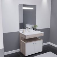 Meuble vasque ALTEA 80 cm avec miroir led Elégance et caisson roulant - Cambrian oak