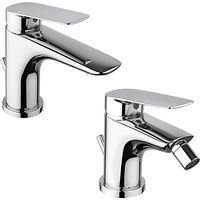 Set Rubinetti Piralla per lavabo e bidet con scarico automatico serie Lago cromato