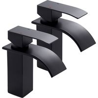 2X Cecipa Waschtischarmatur Wasserhahn Bad Armatur Einhebelmischer Mischbatterie Waschbeckenarmatur für Badezimmer Waschbecken, Schwarz