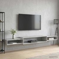 vidaXL Meuble TV mural Montage mural Gris béton 220 x 28 x 21 cm