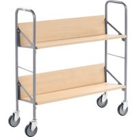 Kongamek Archivwagen in Birkeoptik mit 2 schrägen Böden 820x720mm 4 Buchstützen und 50kg Tragkraft