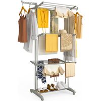 Vounot – Étendoir à linge pliable métal renforcé 125x62x173cm – Séchoir 4 niveaux avec roulettes – Capacité 35kg – Design compact