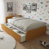 Letto 1 piazza e mezza con cassettoni, personalizzabile e facile montaggio - Zolfo