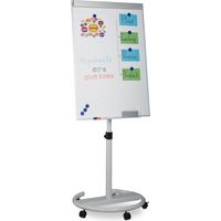 Relaxdays – Tableau blanc mobile magnétique 100 x 70 cm – Hauteur réglable 166-185 cm – Rangement stylos 45 x 5,5 cm – Roulettes pivotantes avec frein